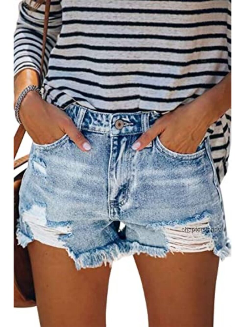 High Waisted Distressed Denim Shorts Stretchy Ripped Summer Hot Short Jeans
